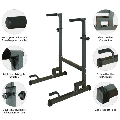 Power Tower Dip Station Adjustable Height Heavy Duty Multi-Function Fitness Training Equipment
