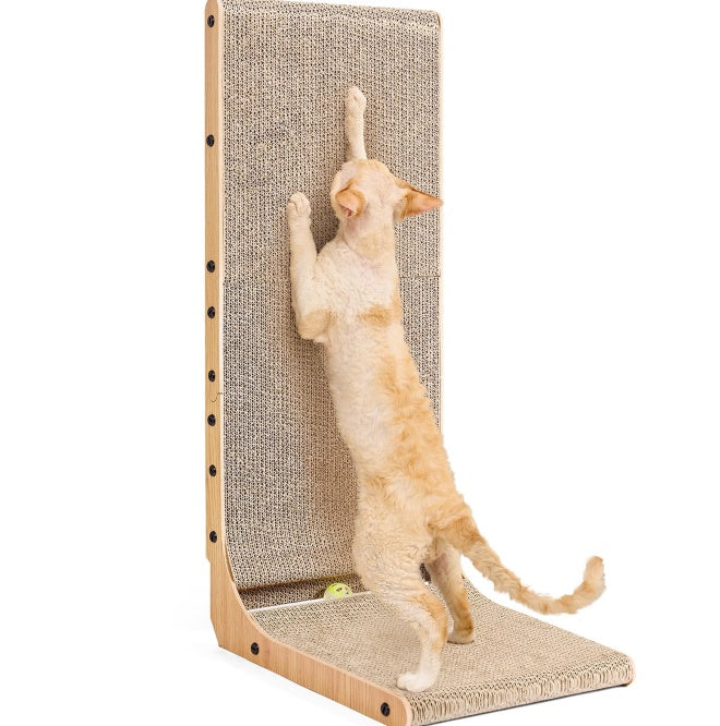 Large Size Cat Scratching Board, 23.6 Inch L Shape Cat Scratching Pad Wall Mounted, Cat Scratching Board With Ball Toy For Indoor Cats To Play