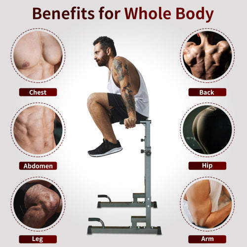 Power Tower Dip Station Adjustable Height Heavy Duty Multi-Function Fitness Training Equipment