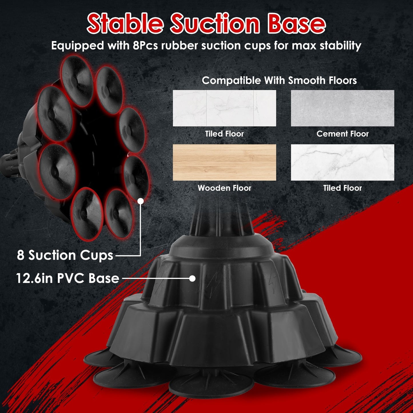 Punching Bag With Stand Free Standing Boxing Ball For Adults 43.3-63in Height Adjustable Boxing Bag With Gloves Wrist Sleeves Stable Suction Base For Fitness Speed Training