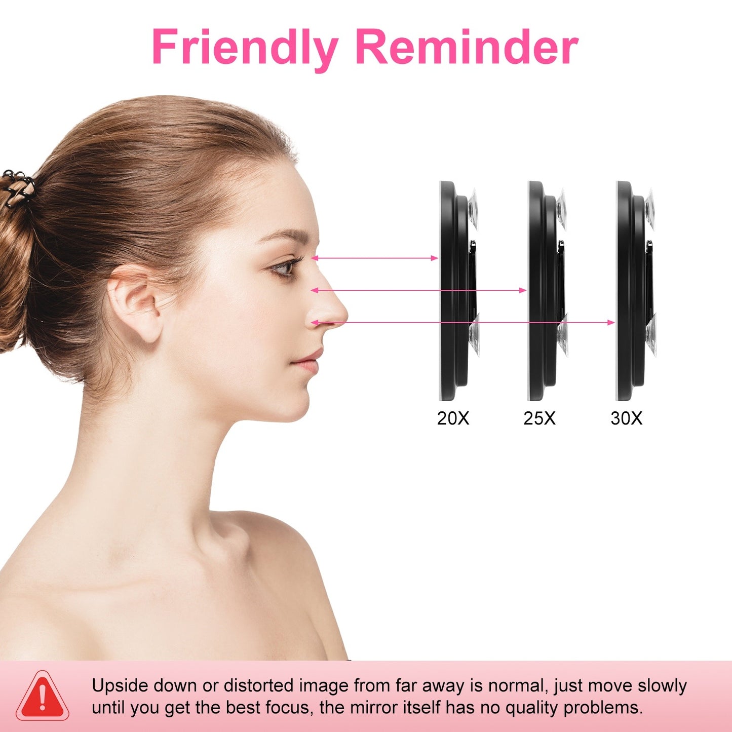 White-Black Options -- 1Pc 30X Magnifying Mirror With Light 3 Colors Dimmable Brightness Included Tweezer Scissor Travel Magnifying Makeup Mirror With Suction Cup 360 Degree Adjustable Stand