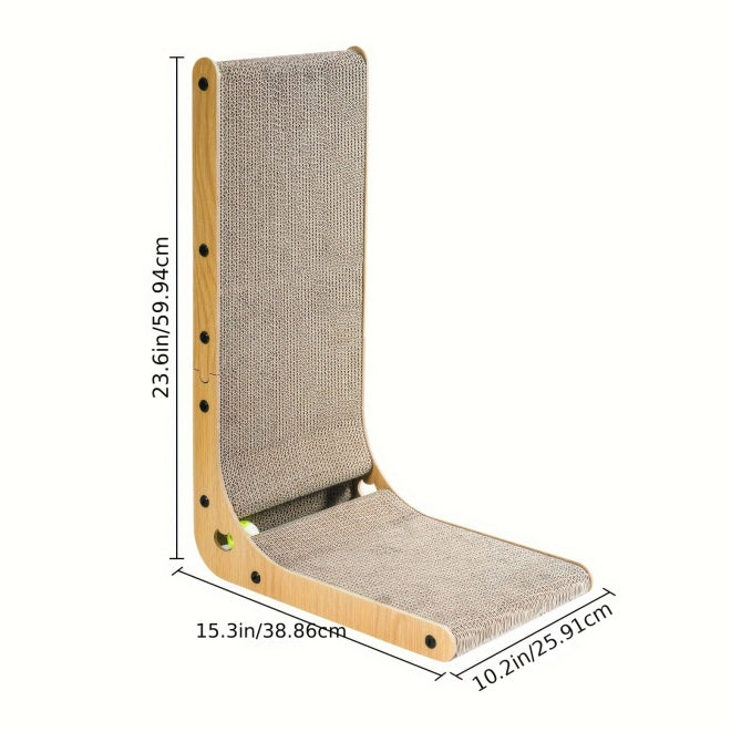 Large Size Cat Scratching Board, 23.6 Inch L Shape Cat Scratching Pad Wall Mounted, Cat Scratching Board With Ball Toy For Indoor Cats To Play