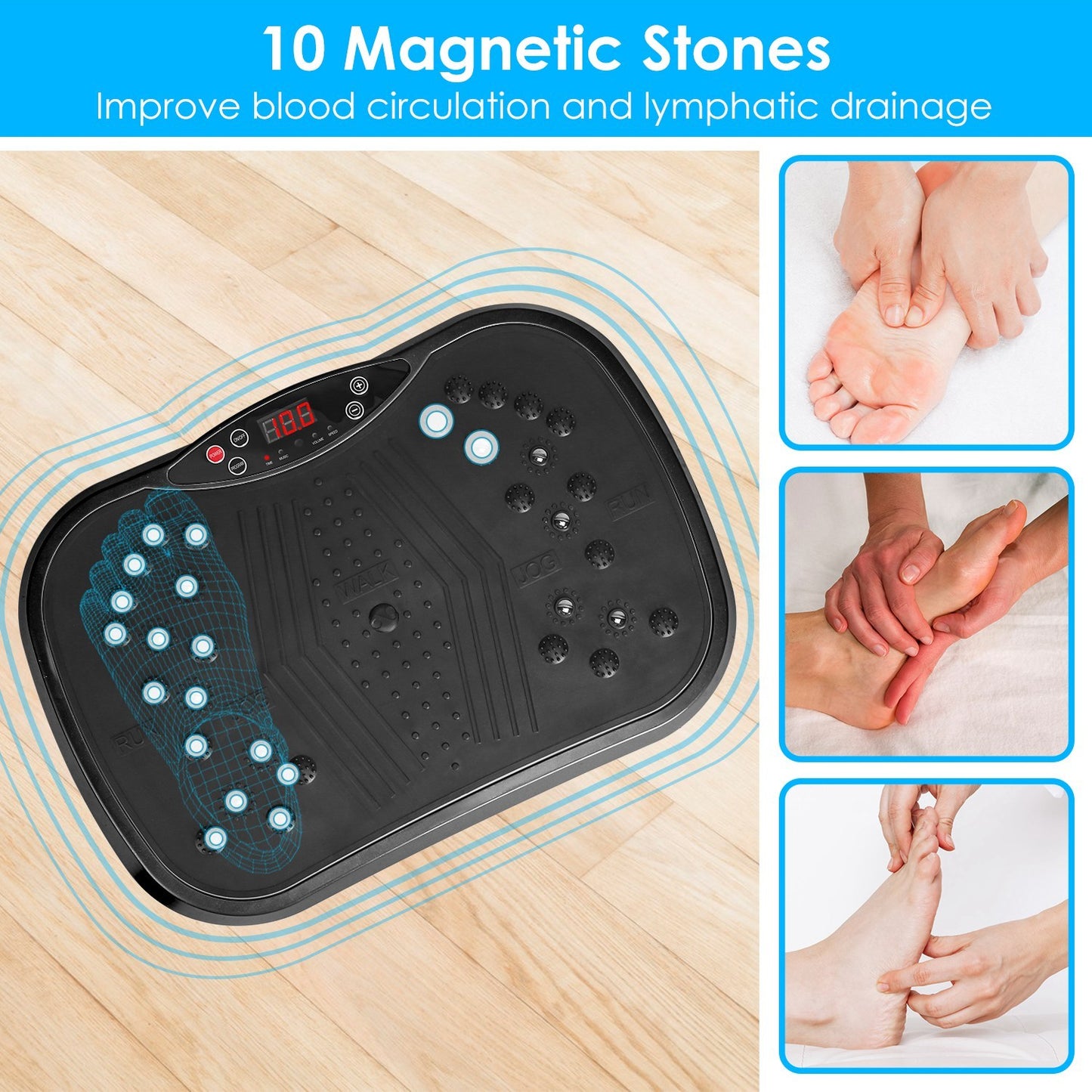 1Pc Vibration Exercise Machine Vibrating Plate Platform Whole Body Fitness Vibration Workout Equipment With 120 Speeds 1-20Mins Timer Resistant Bands Remote Control 330LBS Max Load