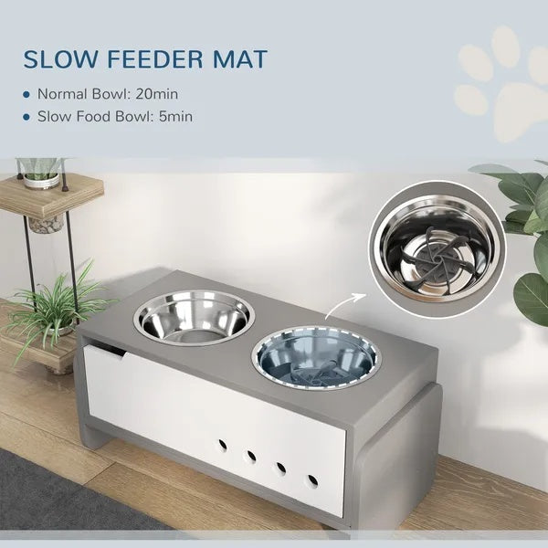Elevated Dog Bowls, 3 Height Adjustable Raised Dog Bowls W Slow Feeder Mat, Stand, For Medium To Extra Large Dogs