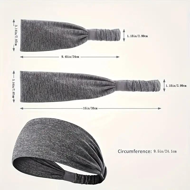 5-Piece Women's Anti-Slip Sports Sweat-Absorbing Headbands Elastic Yoga Fitness Running Headbands Unisex