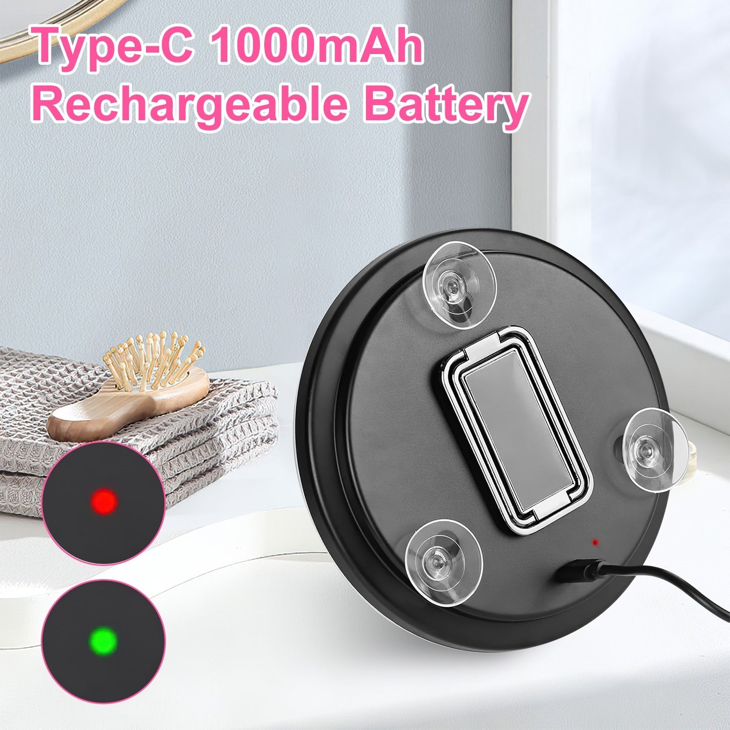 White-Black Options -- 1Pc 30X Magnifying Mirror With Light 3 Colors Dimmable Brightness Included Tweezer Scissor Travel Magnifying Makeup Mirror With Suction Cup 360 Degree Adjustable Stand