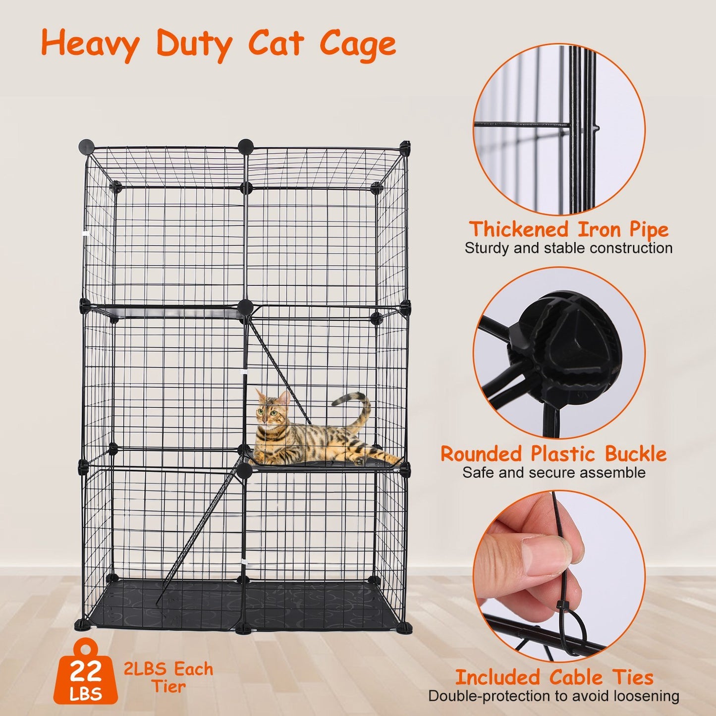 Cat Cage DIY Indoor Pet House, Small Animal House. Detachable Playpen With 3 Doors And 3 Layers, Suitable For Kittens, Puppies, Rabbits