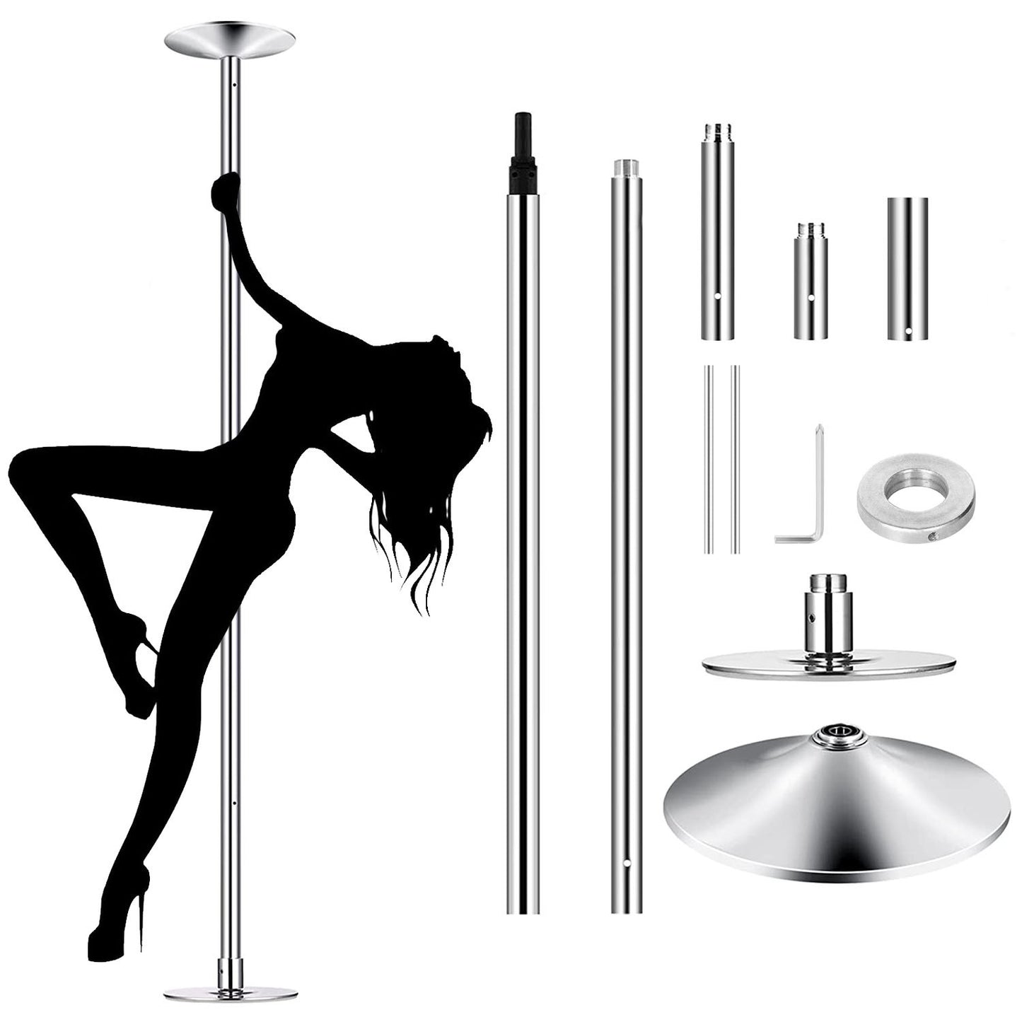 1Pc Stripper Dance Pole 45mm Spinning Static Dancing Pole With 88-108.1in Adjustable Height 551LBS Weight Capacity For Fitness Exercise Party Home Club Gym